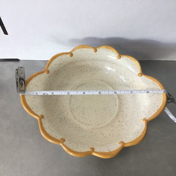 Pitcher and Saucer Ceramic Speckled brown, cream and mustard yellow - Picture 5 of 7